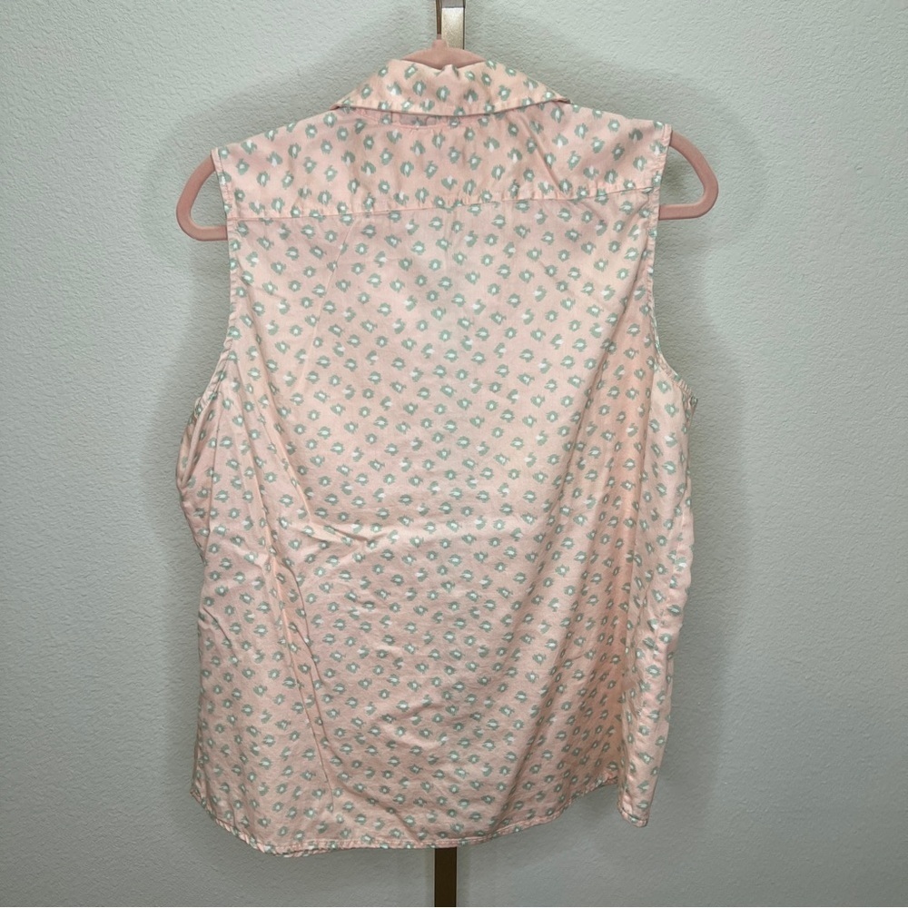 Cabernet women’s sleeveless button down shirt Peach & mint Large - Picture 7 of 7
